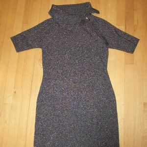 WOMEN'S CALVIN KLEIN METALLIC SWEATER DRESS/COWL NECK/SHORT SLEEVES/SIZE MEDIUM!